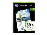 HP 920XL Officejet Value Pack - 3-pack - gul, cyan, magenta - A4 (210 x 297 mm) - 180 g/m² - 50 ark bläckpatron/papperssats - för Officejet 6500, 6500 E709a, 6500 E709c, 6500A, 6500A E710a, 7500A CH081AE
