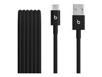 Beats - USB-kabel - USB (hane) till 24 pin USB-C (hane) - USB 2.0 - 1.5 m - flätad kabel, reinforced design, USB Fast Charge (15W) - bultsvart (paket om 2) MDGH4ZM/A