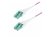 StarTech.com 7m (23ft) LC/LC (UPC) OM4 Multimode Fiber Optic Cable, OFNR - Patch-kabel - LC/UPC duplex multimode (hane) till LC/UPC duplex multimode (hane) - 7 m - 1.6 mm - fiberoptisk - duplex - 50/125 mikron - OM4 - OFNR - startkabel - erika-violett OM4RLCLC7M