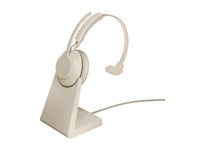Jabra Evolve2 65 MS Mono - Headset - på örat - konvertibel - Bluetooth - trådlös - USB-C - ljudisolerande - beige - med laddningsställ - Certifierad för Microsoft-teams 26599-899-888