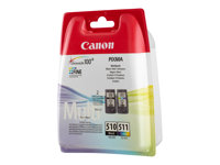 Canon PG-510 / CL-511 Multi pack - 2-pack - 9 ml - svart, färg (cyan, magenta, gul) - original - bläckpatron - för PIXMA MP230, MP237, MP252, MP258, MP270, MP280, MP282, MP499, MX350, MX360, MX410, MX420 2970B010