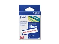 Brother TZe-242 - Standardlim - rött på vitt - Rulle (1,8 cm x 8 m) 1 kassett(er) bandlaminat - för Brother PT-D600; P-Touch PT-18, 3600, 9800, D450, D800, E500, E550, H101, H500, P750, P900 TZE242