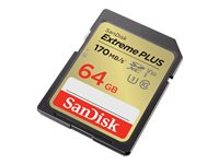 SanDisk Extreme PLUS - Flash-minneskort - 64 GB - UHS-I U3 / Class10 - SDXC UHS-I SDSDXW2-064G-GNCIN