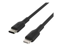 Belkin BoostCharge - Lightning-kabel - 24 pin USB-C hane till Lightning hane - 2 m - svart - USB-strömförsörjning (18W) CAA003BT2MBK