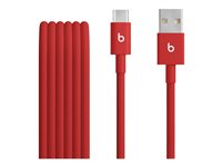 Beats - USB-kabel - USB (hane) till 24 pin USB-C (hane) - USB 2.0 - 1.5 m - flätad kabel, reinforced design, USB Fast Charge (15W) - rapid red MFEJ4ZM/A