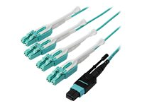 StarTech.com MTP to LC Breakout Cable - 3 ft / 1m - OM3 Multimode - 40Gb - Pull Tab - Plenum - MPO / MTP Connector - Fiber Optic Cable (MPO8LCPL1M) - Övergångskabel - MTP/MPO multi-mode (hona) tryck/dra till LC multiläge (hane) tryck/dra - 1 m - 1 m - fiberoptisk - 50/125 mikron - OM3 - plenum - havsblå MPO8LCPL1M