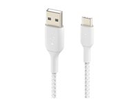 Belkin BoostCharge - USB-kabel - 24 pin USB-C (hane) till USB (hane) - 3 m - vit CAB002BT3MWH