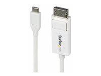 StarTech.com 6.6ft (2m) USB C to DisplayPort 1.2 Cable, Bidirectional - DisplayPort-kabel - 24 pin USB-C (hane) till DisplayPort (hane) - Displayport 1.2/Thunderbolt - 1.9 m - 4K60Hz stöd, dubbelriktad, aktiv - vit CDP2DP2MBW