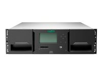 HPE StoreEver MSL3040 - Bandbibliotek - 720 TB / 1.8 PB - platser: 40 - LTO Ultrium (18 TB / 45 TB) x 1 - Ultrium 9 - SAS-3 - kan monteras i rack - 3U - 3 LTO-enheter med halvhöjd (HH) per modul, streckkodsläsare, kryptering - Smart Choice P77037-B25