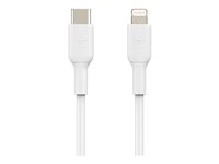 Belkin BoostCharge - Lightning-kabel - 24 pin USB-C hane till Lightning hane - 2 m - vit - USB-strömförsörjning (18W) CAA003BT2MWH