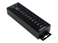 StarTech.com USB 3.0-hubb med 10 portar - Industriell USB-A-hubb i metall med ESD- och överspänningsskydd - Monterbar på DIN-skena, vägg eller skrivbord - TAA-kompatibel USB-expansionshubb - Hubb - 10 x SuperSpeed USB 3.0 - DIN-skenmonterbar - Likström - för P/N: ITB20D3250, USB312SAT3CB, USB315CB2M, USBLT1MWS, USBLT2MBR, USBLTM1MBK, USBLTM1MWH ST1030USBM