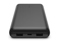 Belkin BoostCharge - Strömförsörjningsbank - 20000 mAh - 15 Watt - 3 A - 3 utdatakontakter (24 pin USB-C, 2 x USB) - på kabel: USB-C - svart BPB012BTBK