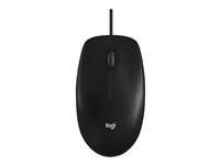 Logitech M100 - Mus - fullstorlek - höger- och vänsterhänta - optisk - 3 knappar - kabelansluten - USB - svart 910-006652